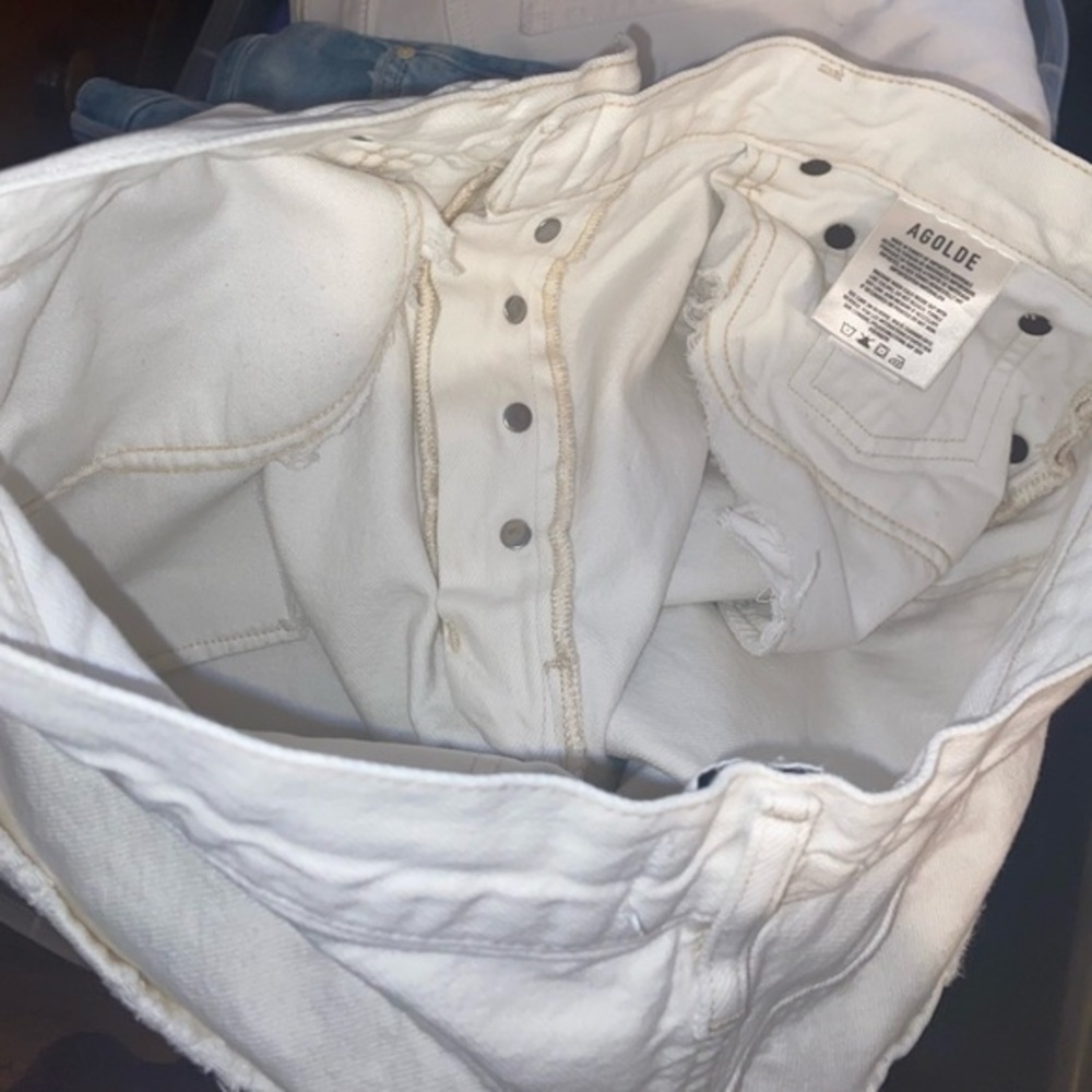 AGOLDE Riley White Frayed White Jeans - Picture 5 of 6